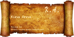 Kuna Anna névjegykártya